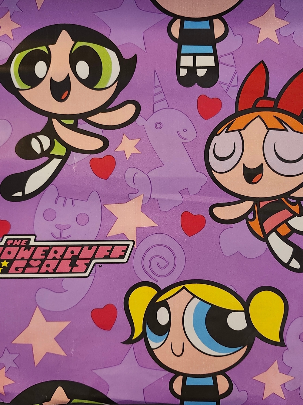New Vintage 1999 Cartoon Network Powerpuff Girls Wrapping Paper 30inX50in